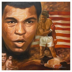 Retro Dominic Pangborn Float Like a Butterfly Sting Like a Bee Signed Unique Painting