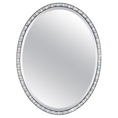 Hollywood Regency Sapphire & Jeweled Oval Wall Mirror 20thC