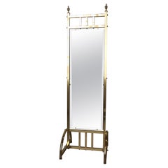 Retro Brass Hollywood Regency Cheval Style Standing Mirror 