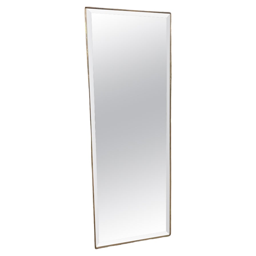 Slim Tall Rectangular Brass Mirror-Italy 1950s For Sale