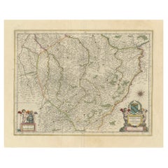 Authentique carte Janssonius de 1644 de la région champagne (Campane) en France