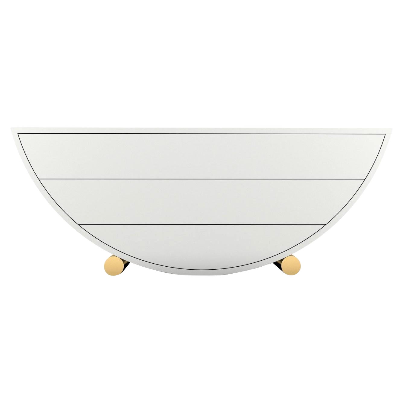 Crescent Chest - Modern Handcrafted White Lacquer Chest with Brass Legs