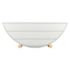 Crescent Chest Of Drawers - Modern White Lacquered Chest with Brass Legs