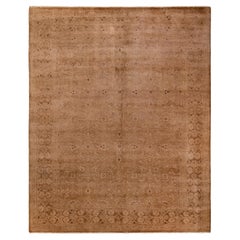 Contemporary Overdyed Hand Knotted Wool Beige Area Rug