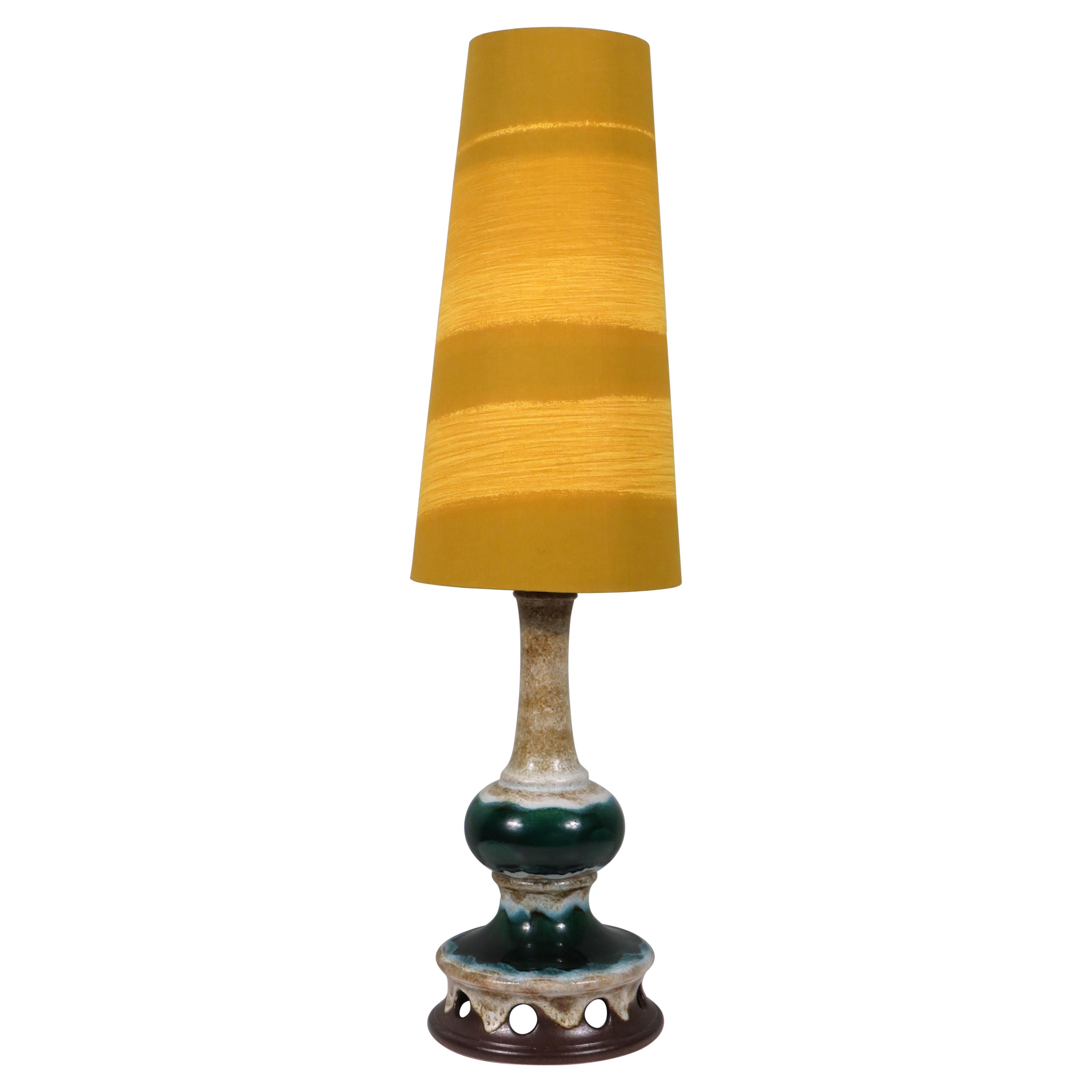 West Germany Dumler & Breiten floor lamp with lampshade made of vintage fabric For Sale