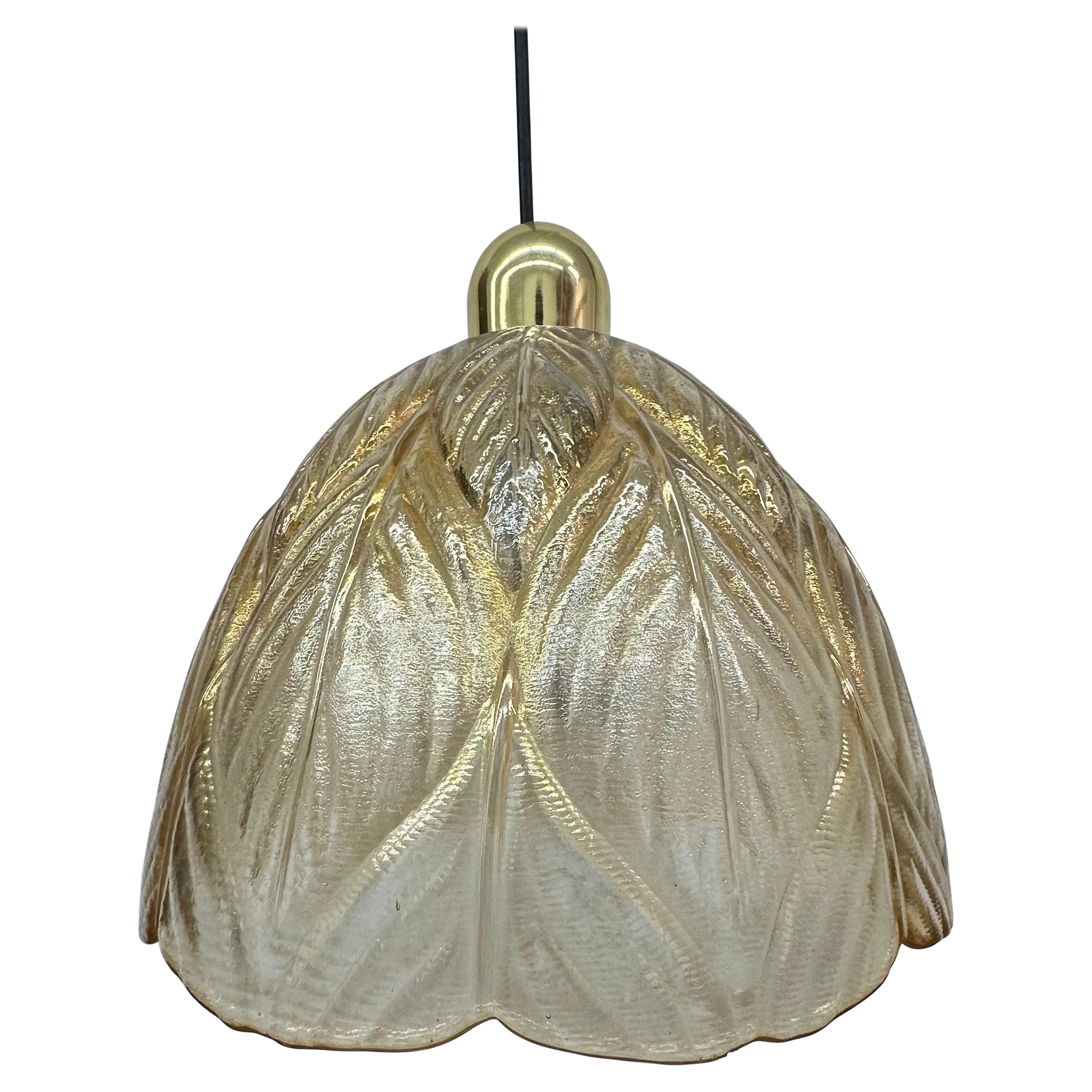Peil & Putzer glass leaf hanging lamp , 1970’s For Sale