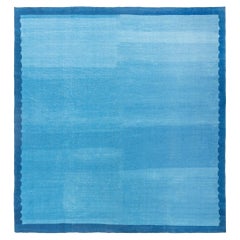 Indischer Dhurrie-Teppich in Blau, Vintage