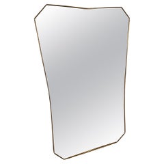 Mid Century Italian Brass Mirror-Super Profile
