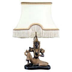 Thai Buddha lamp in bronze with double black and gold patina, France, Circa 1960
