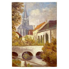 Peinture à l'huile belge originale du 20ème siècle signée par O. Waterloos 1917