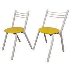 Retro Metal chairs 1970s stackable pair