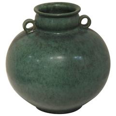 Green Glazed Vase by Arne Bang, 1940s