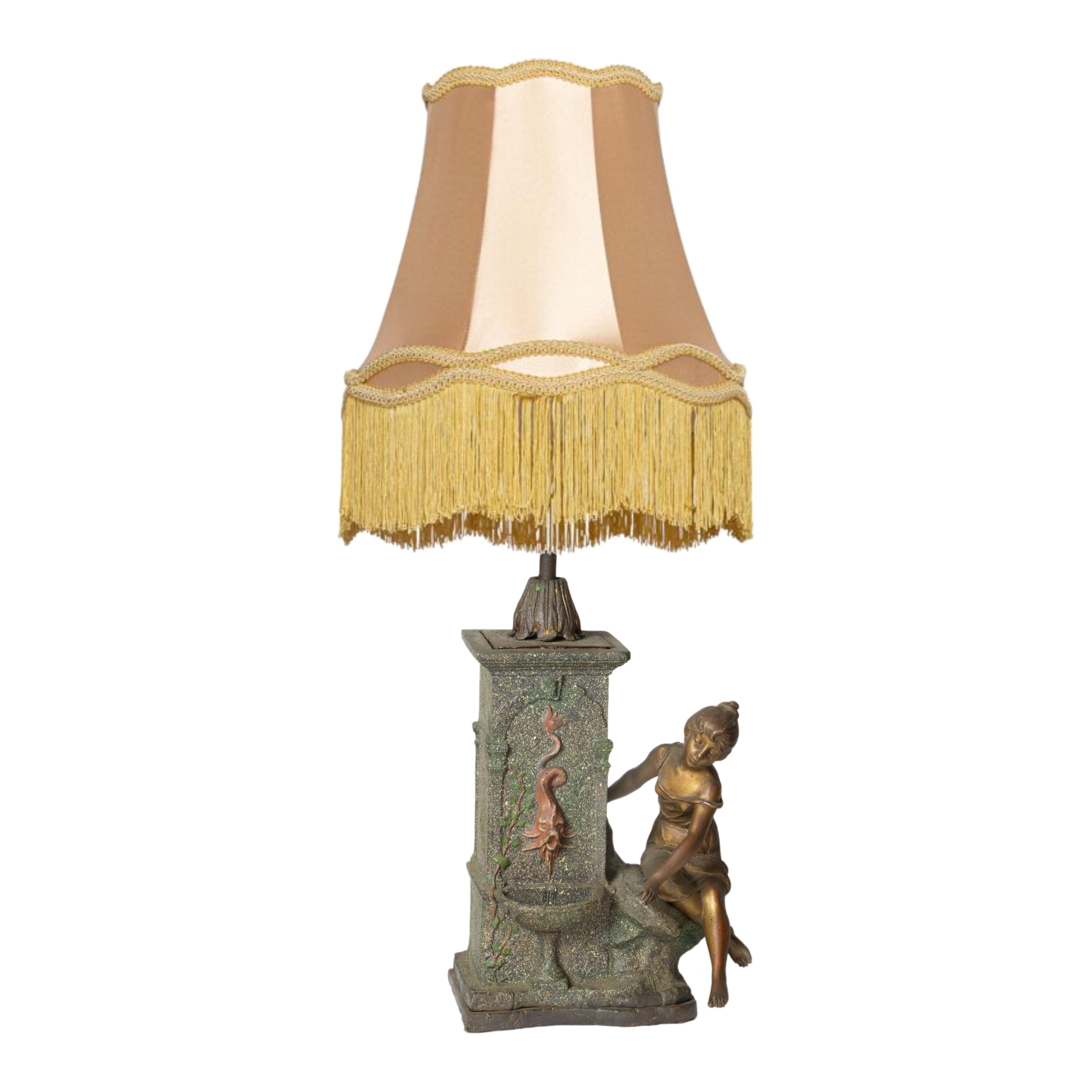 French Louis XV Style Table Lamp, Figure By «Mathurin Moreau», 19th Century For Sale