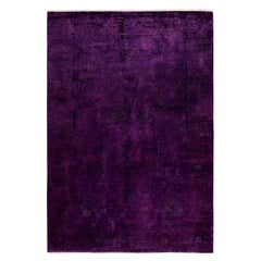 Contemporary Overdyed Hand Knotted Wool Purple Area Rug