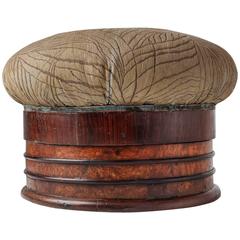 Art Deco Rosewood and Maple Pouf with Jacquard Upholstery, Italy, 1920s 12