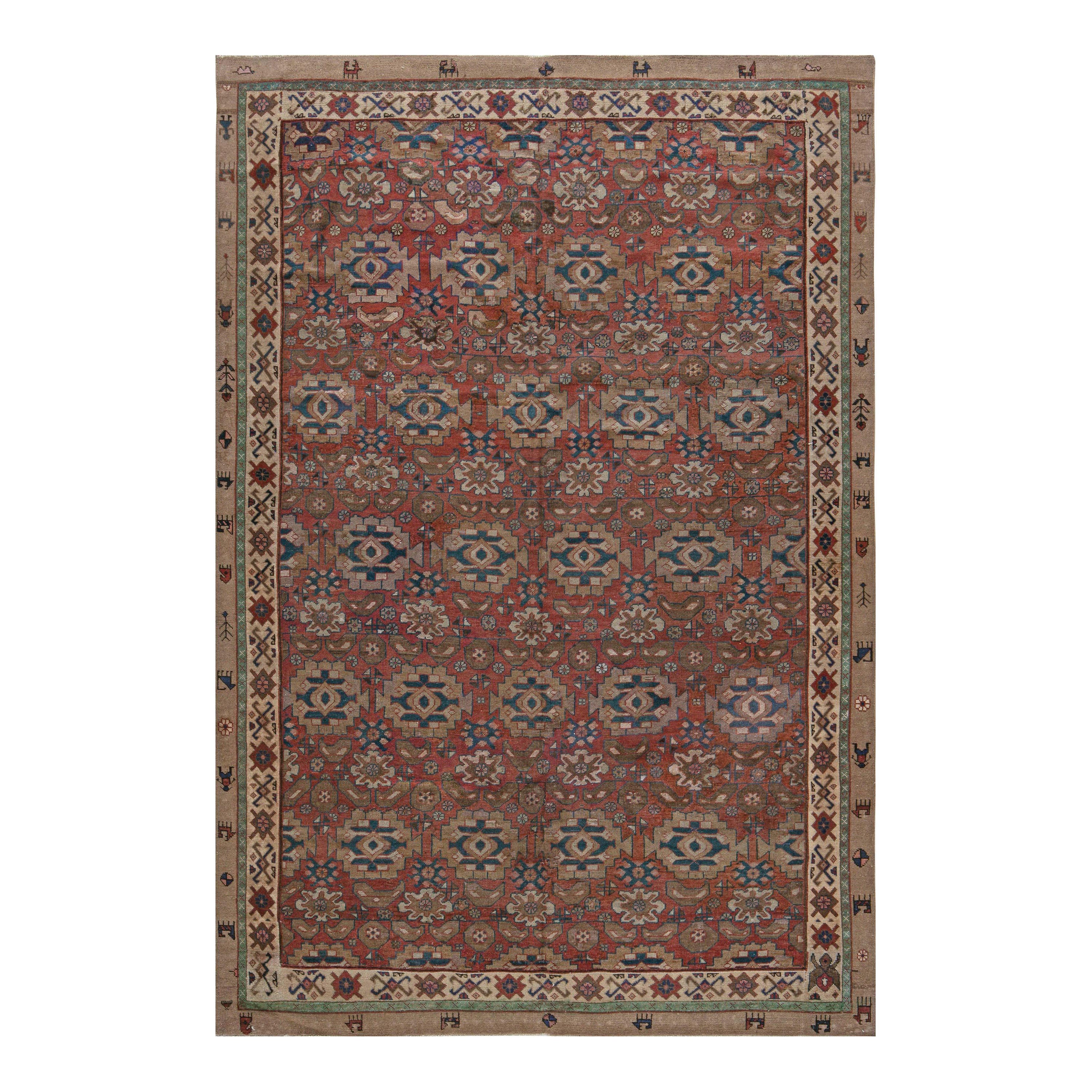 Early 20th Century Persian Bakshaish Red Handmade Wool Rug For Sale