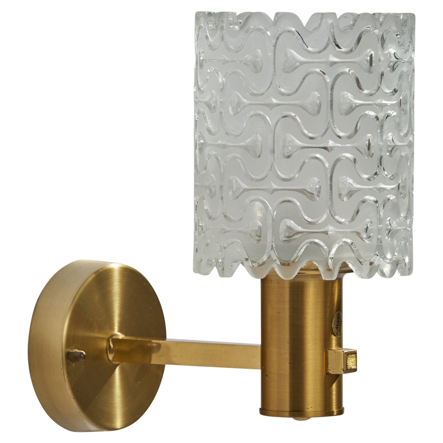 EWÅ Värnamo, Wall Light, Brass, Glass, Sweden, 1960s For Sale