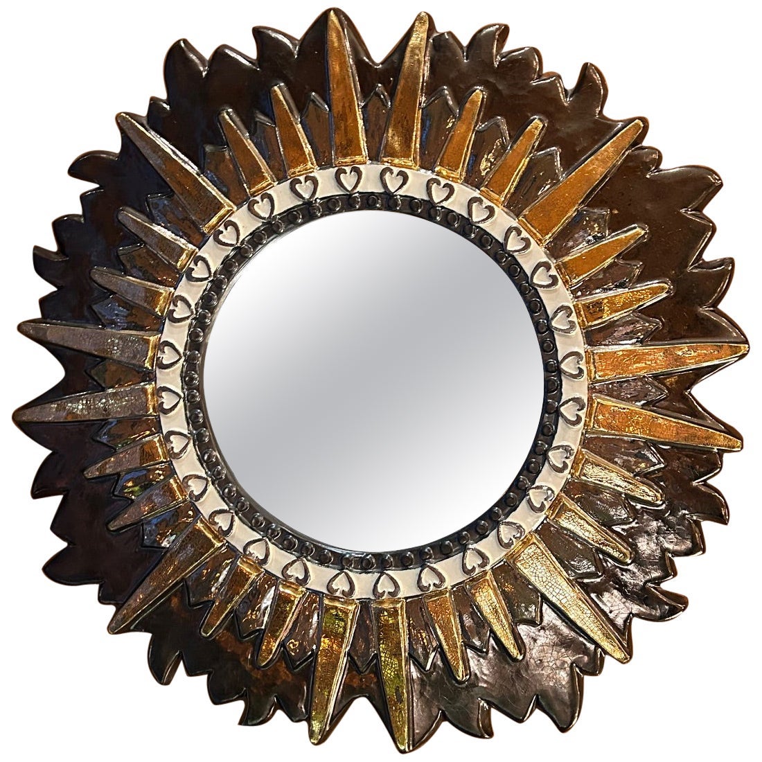 Unique ceramic mirror by Mithé Espelt, France, 1990's-2000