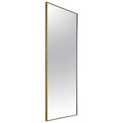 Large Rectangular Wall Mirror with Beaded Brass Frame, Italy, 1950s