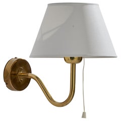 Nya Öia, Wall Light, Brass, Fabric, Sweden, 1970s