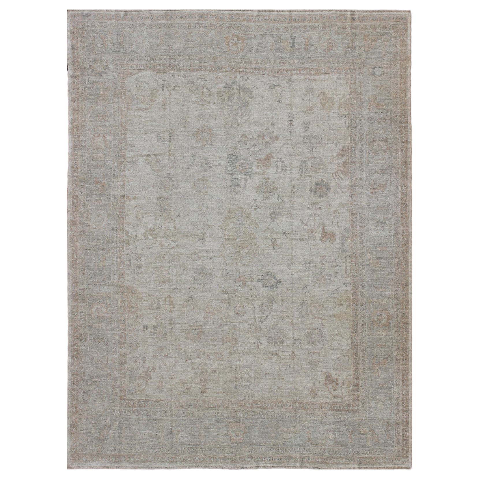 Angora Turkish Large Oushak Rug by Keivan Woven Arts with Floral Design 
