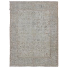 Used Angora Turkish Large Oushak Rug by Keivan Woven Arts with Floral Design 