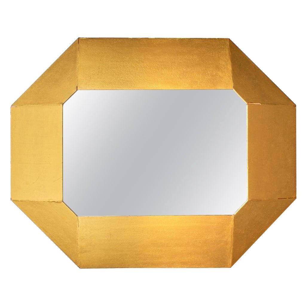 Miroir biseauté octogonal en bois doré