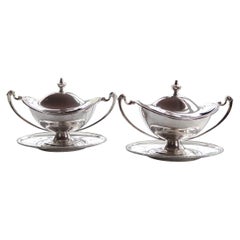 Pair of Antique Adam Style Silver Plated Tureens. English C.1920