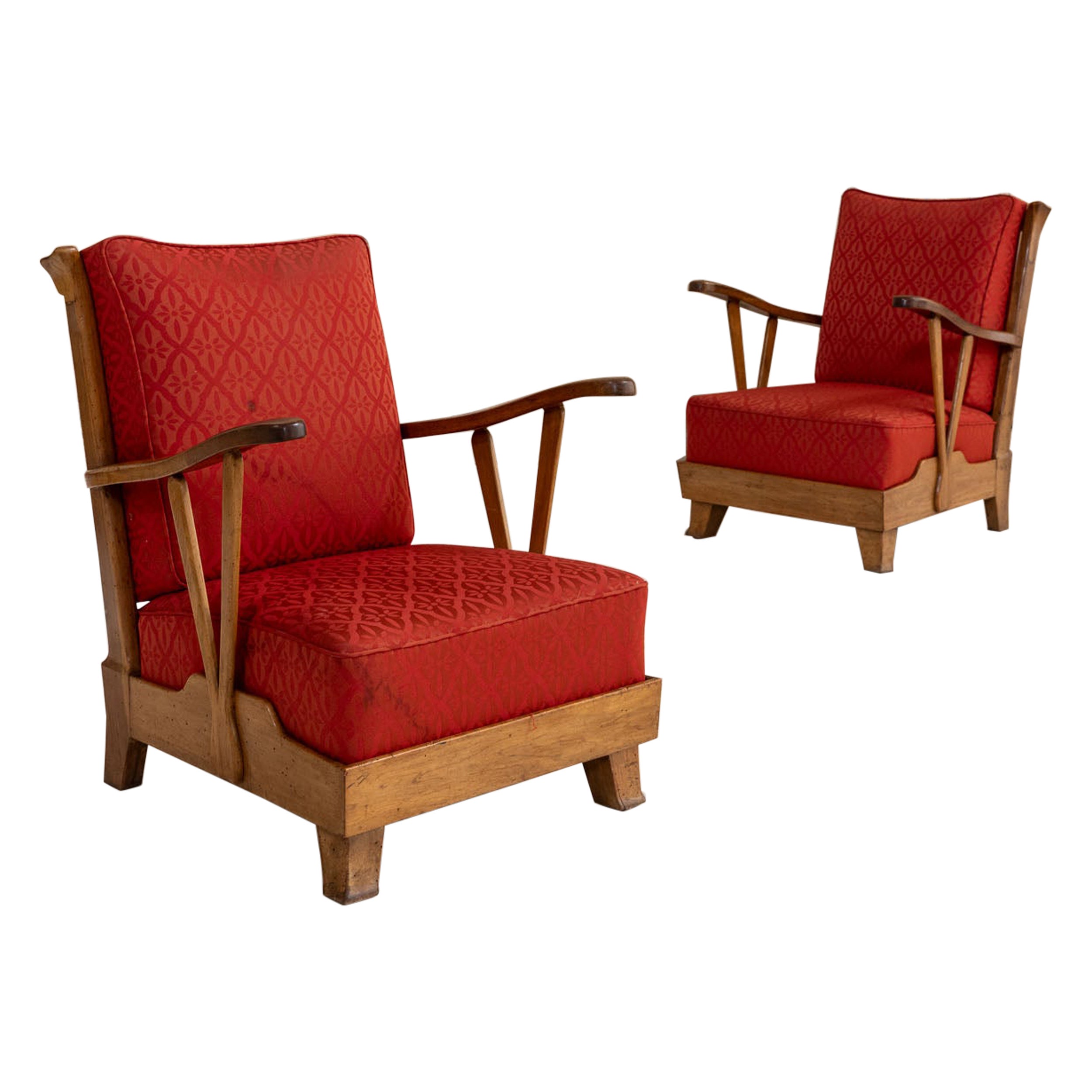 Midcentury pair of armchairs attributed to Maurizio Tempestini, Italy 1940