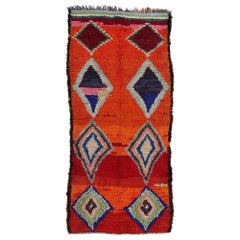 Tapis marocain Boujad orange vintage, le chic bohème audacieux rencontre le charme nomade