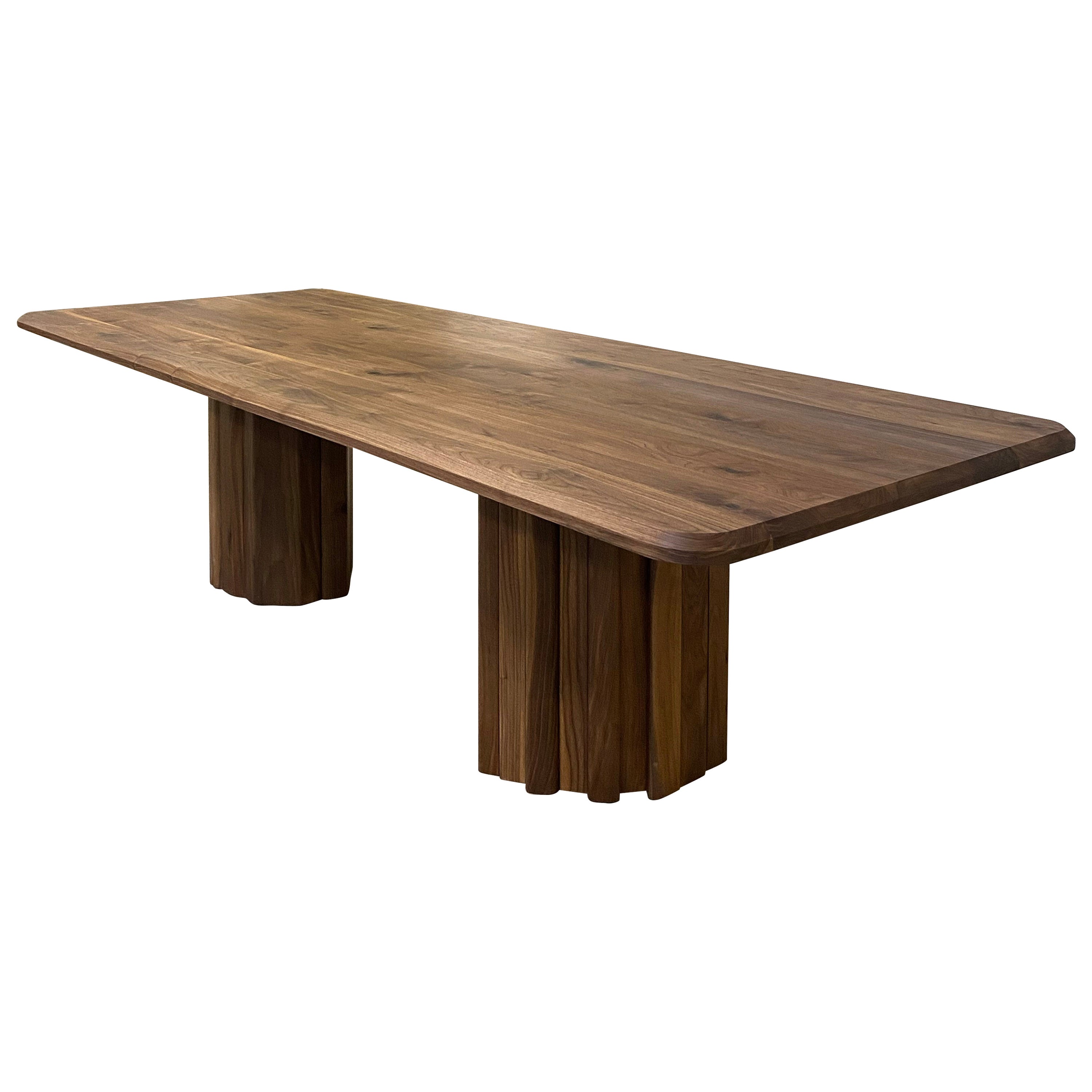 Handcrafted Oiled Walnut Geomorph Dining Table 96"L, Mary Ratcliffe Studio