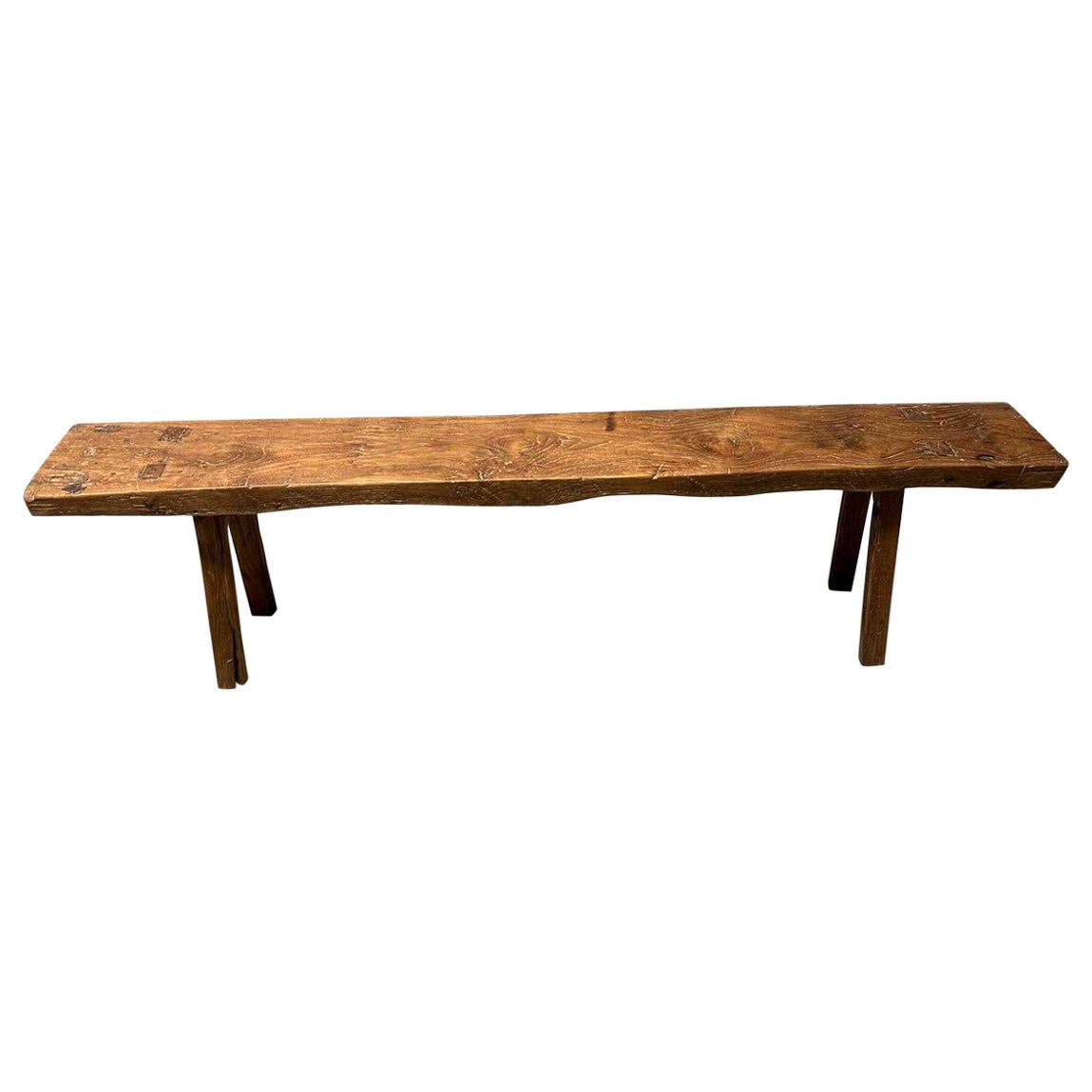 Andrianna Shamaris Antique Teak Wood Wabi Sabi Bench  For Sale