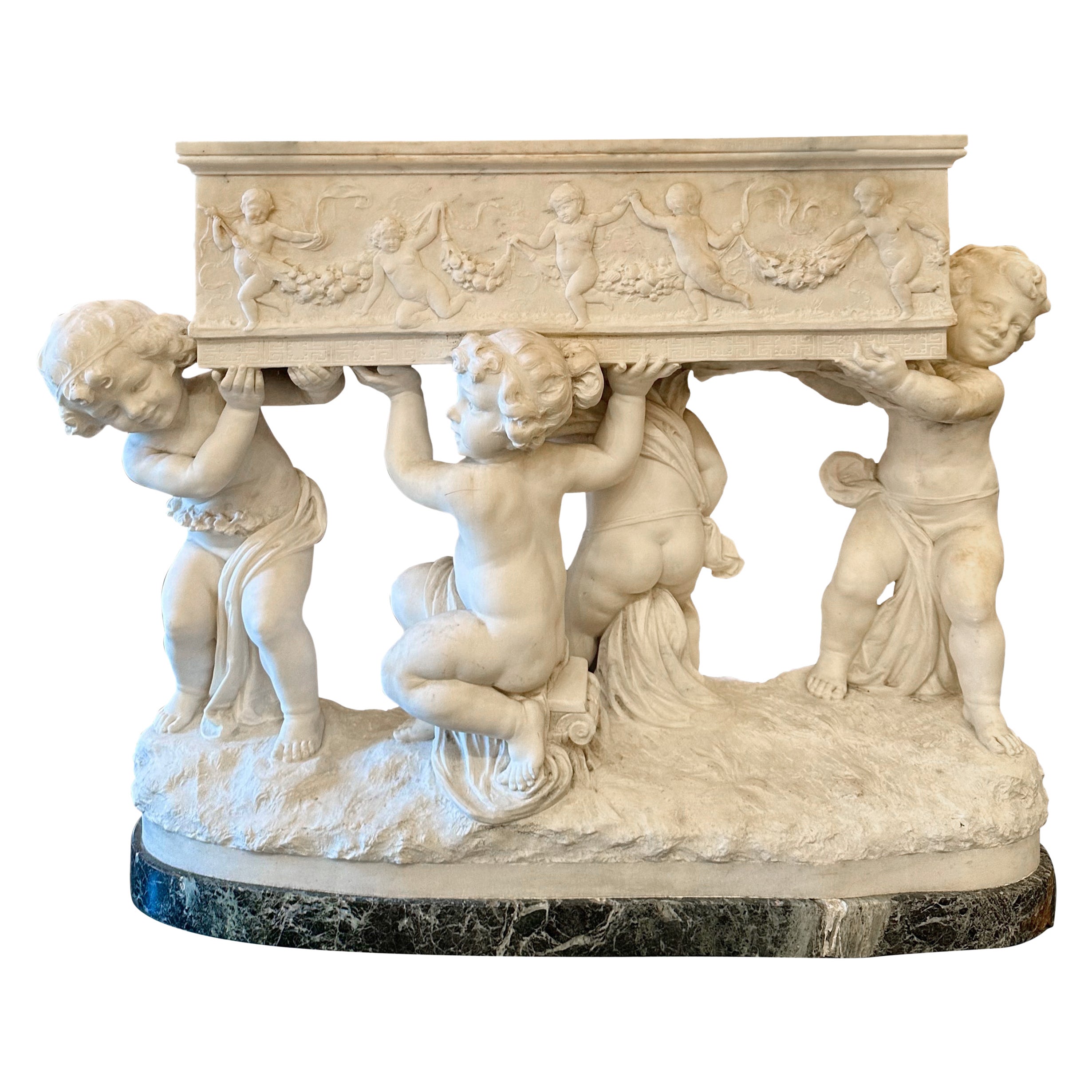 Grand Size Antique French Belle Époque Carrara Marble Jardiniere Circa 1890-1900 For Sale