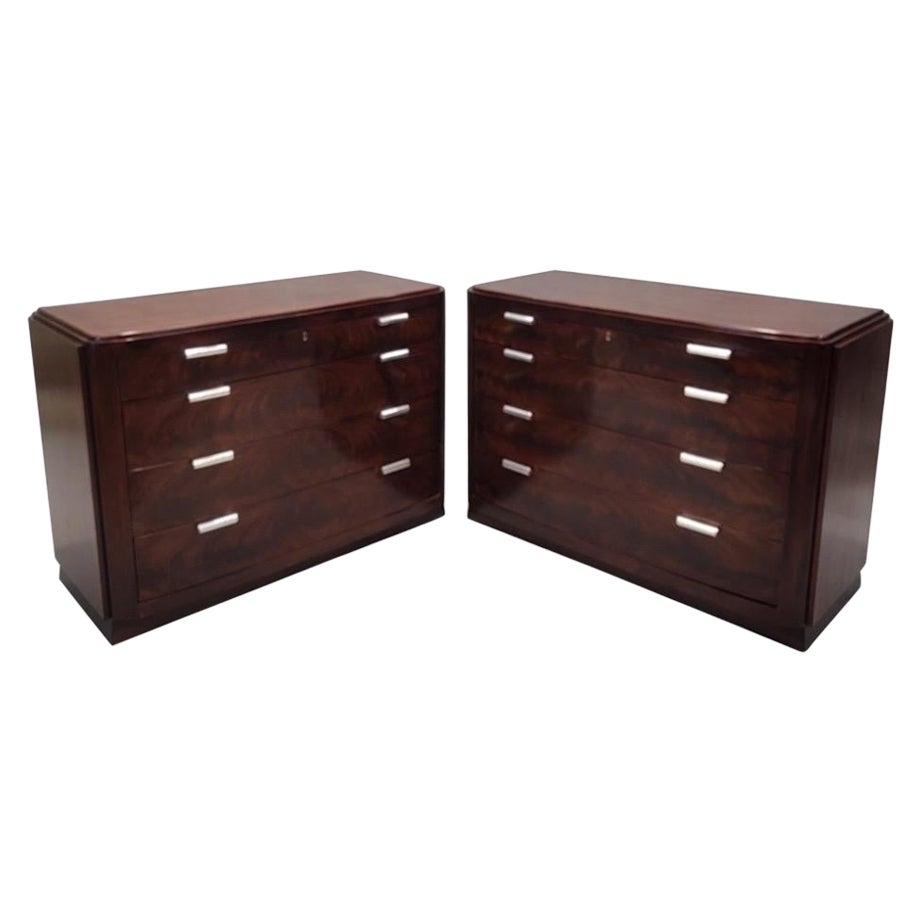 Vintage Art Deco Style Flame Mahogany Drawers by Ralph Lauren - Pair