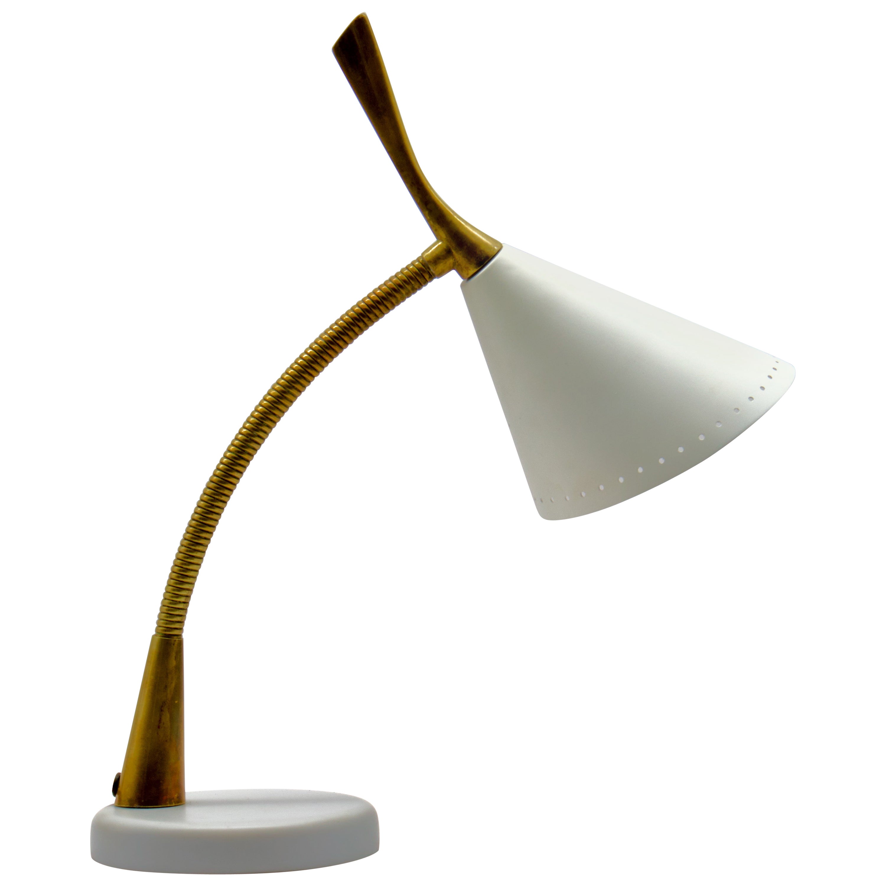 1950s Italian Oscar Torlasco Table Lamp Brass, Marble Base For Sale