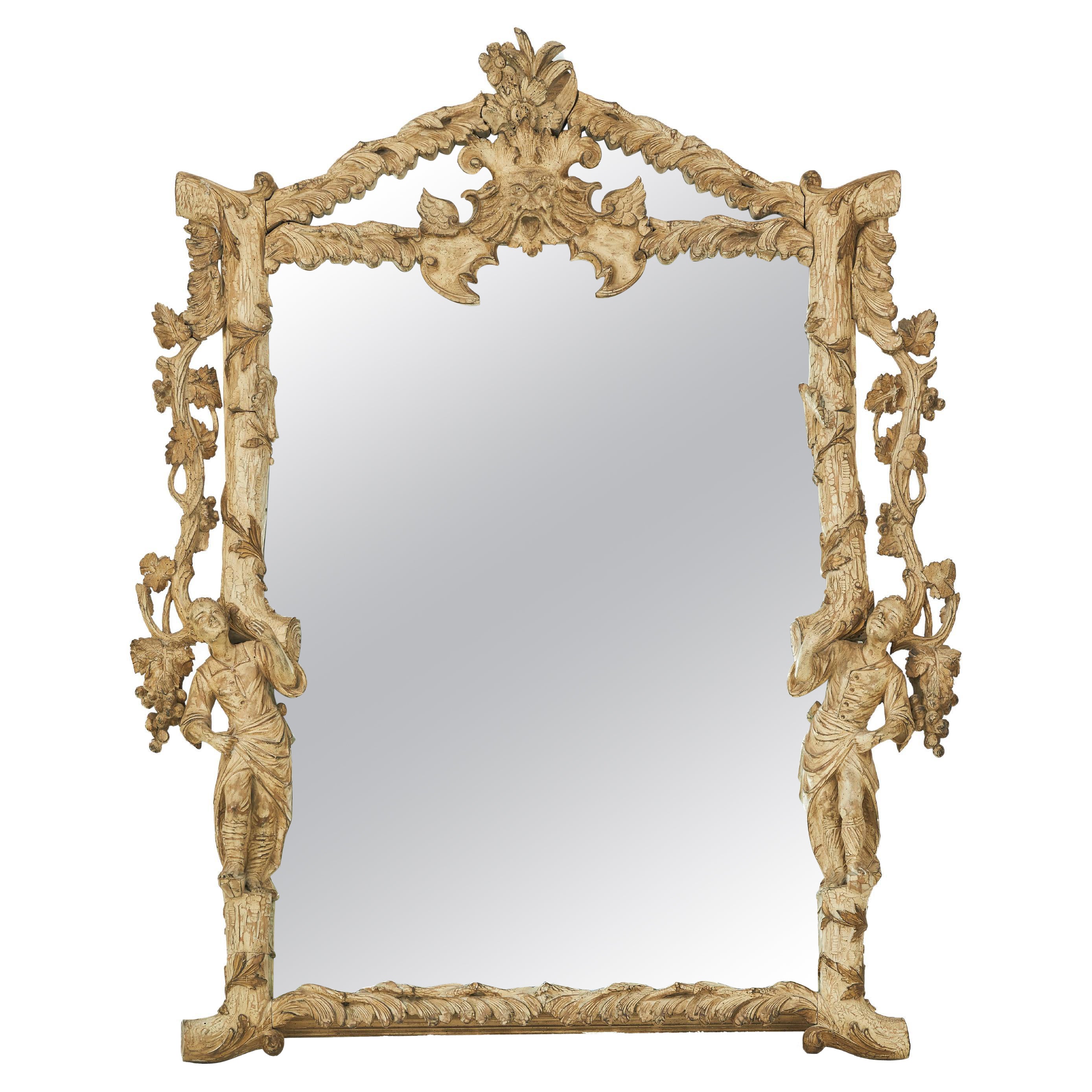 Elegant Faux Bois Mirror with Figures by William Haines