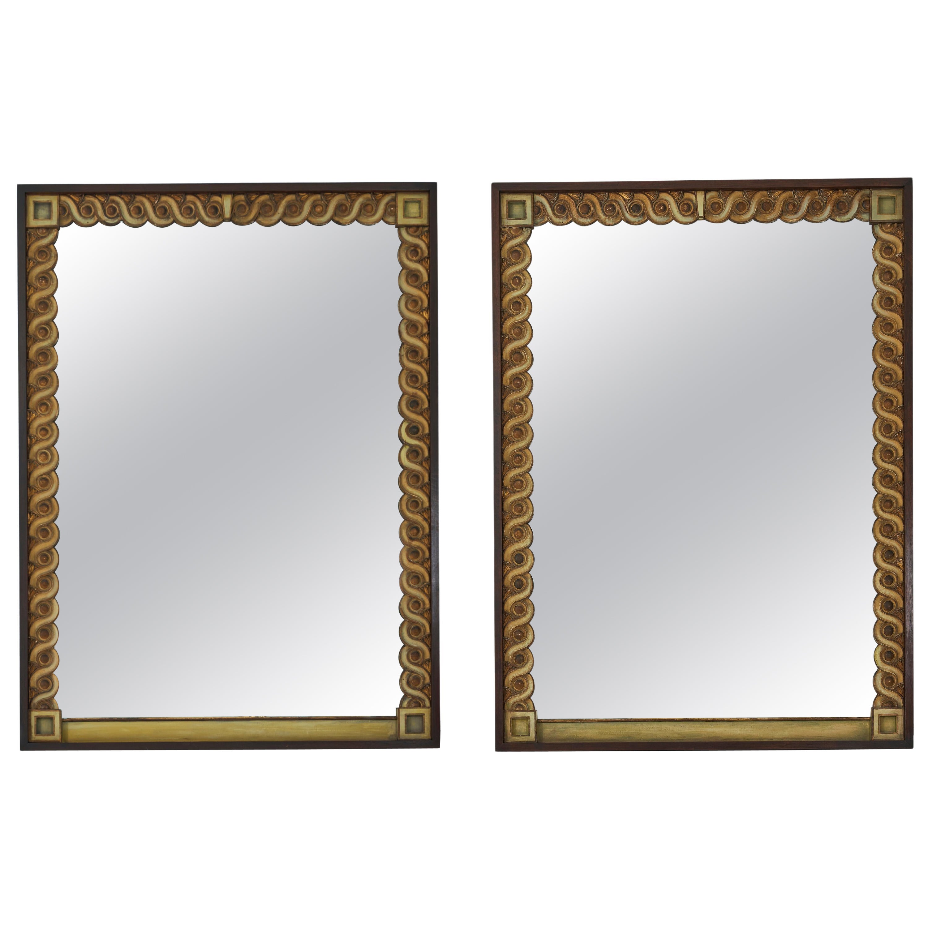 Paire de grands miroirs personnalisés, conçus par William Haines en vente