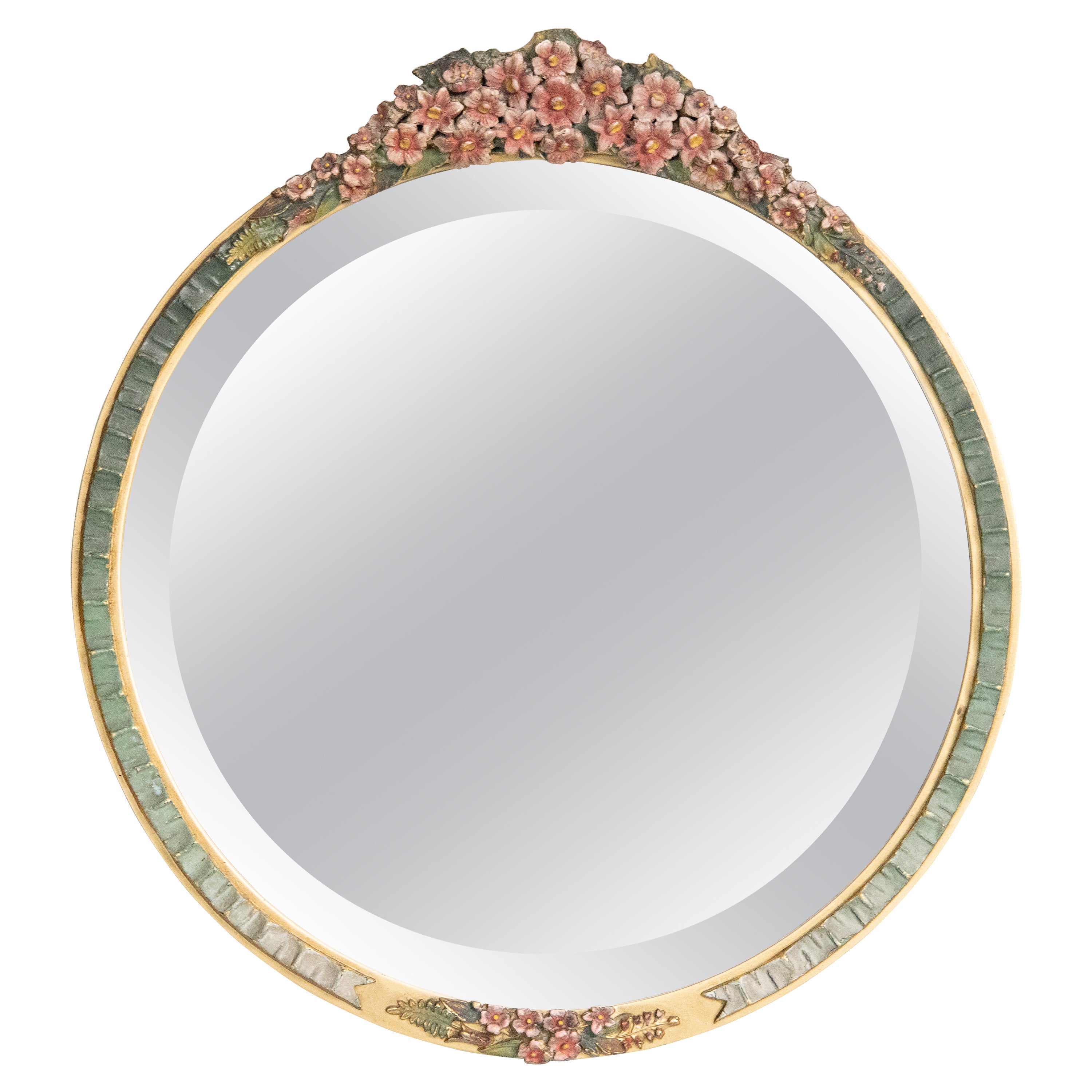 Antique English Barbola Dressing Table Mirror, circa 1920 For Sale
