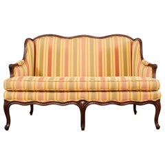 Country French Provincial Louis XV Style Serpentine Wingback Settee