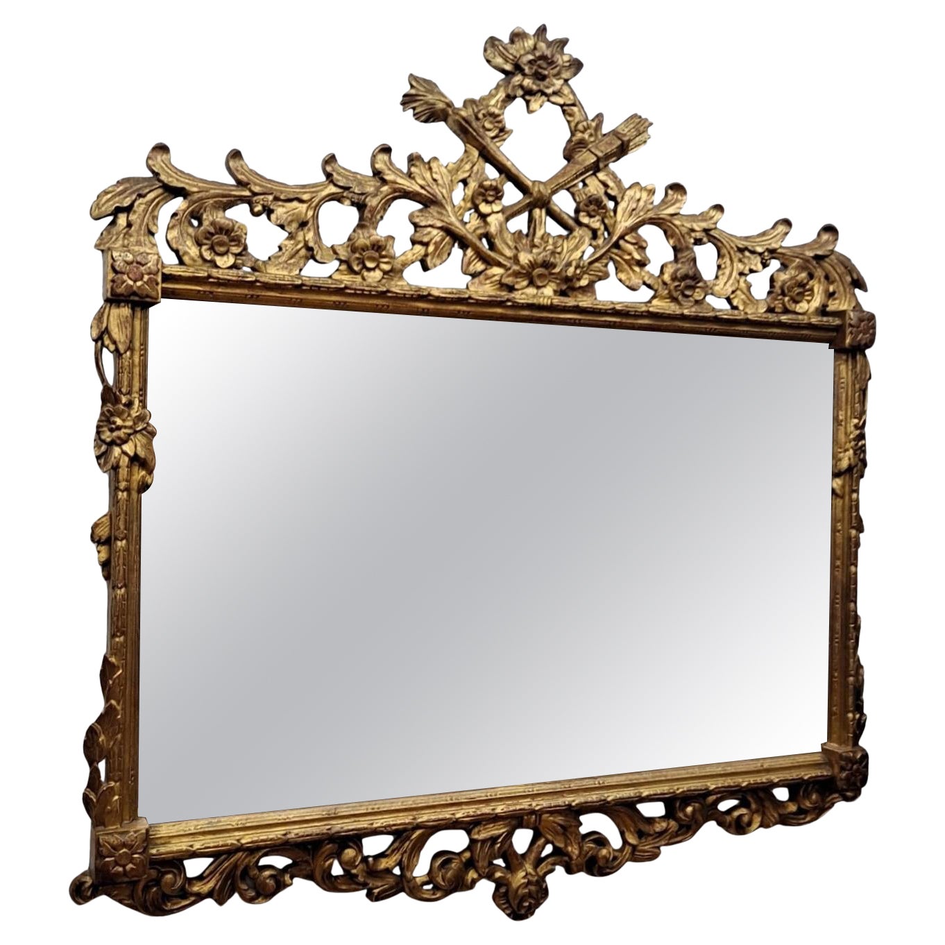 Spectacular Baroque Style Floral Carved Victorian Mirror For Sale