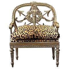 Vintage Regency Petite Leopard Bergere Salon Chair