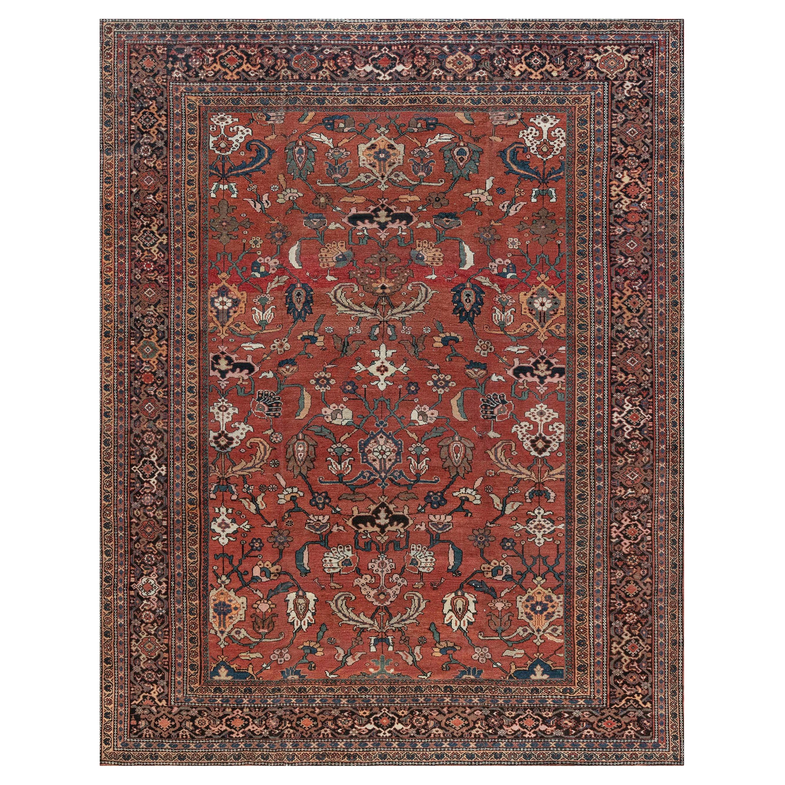 Authentic 19th Century Persian Sultanabad Wool Rug