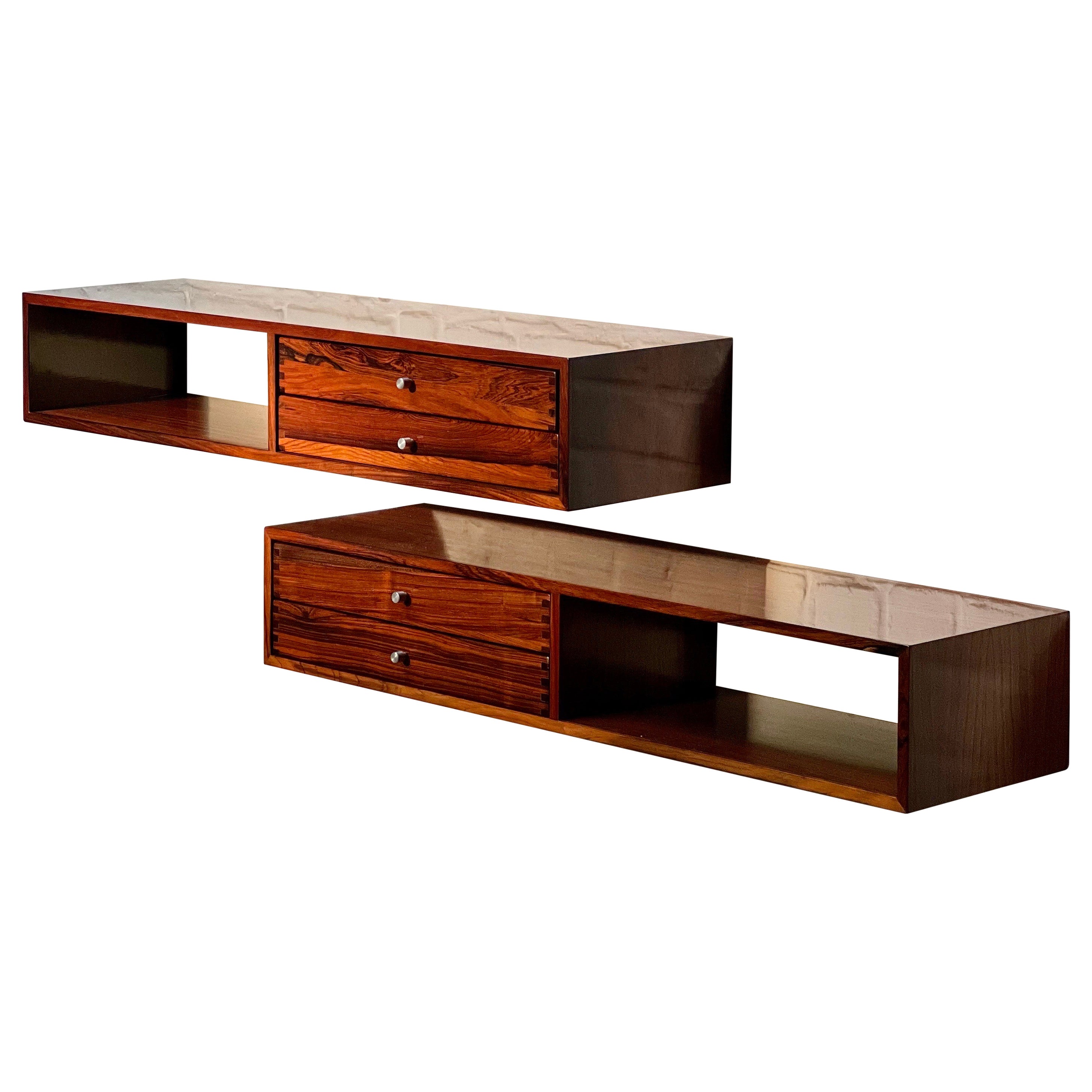 Unique Pair of Rosewood Consoles by Arch. Kai Kristiansen, Denmark 1950s, Rare For Sale