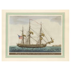Antique Approaching Safe Harbor: The American Frigate's Return, circa 1920