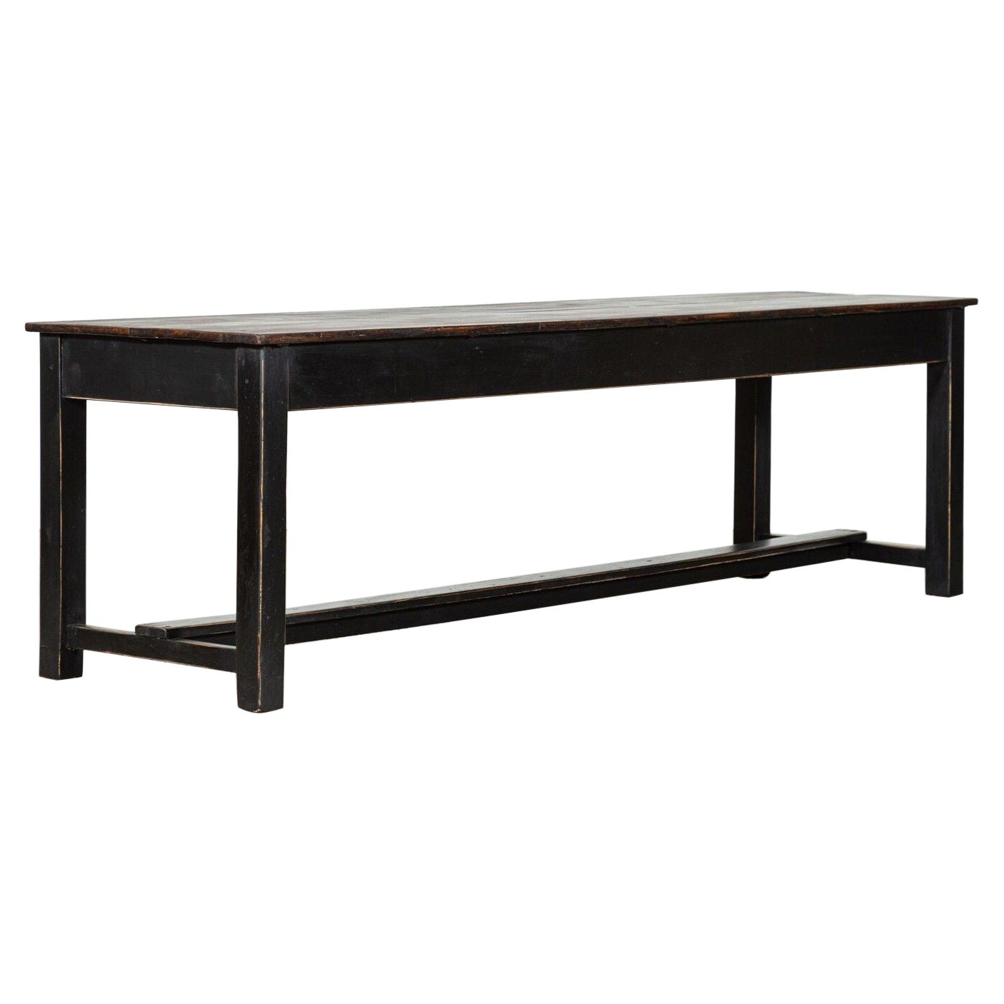 Large English Ebonised Beech Refectory Table For Sale