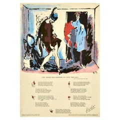 Original Vintage War Poster For Denise Who Proposes To Paint Her Legs Poem WWII
