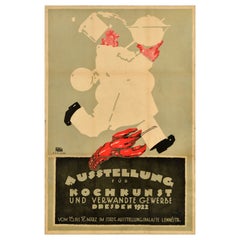 Original Antique Cooking Event Advertising Poster Culinary Arts Exhibition Chef