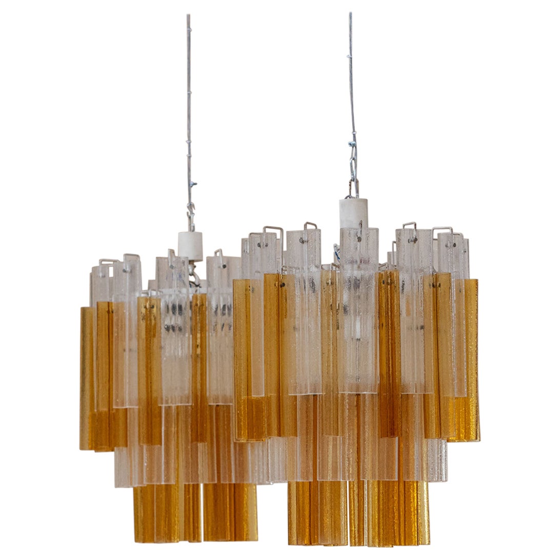 Midcentury pair of Murano chandeliers attributed to Toni  Zuccheri for Venini For Sale