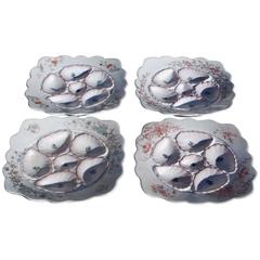 Set of Four Austria Porcelain Oyster Plates, Marx Gutherz, Carlsbad, Circa 1900 8