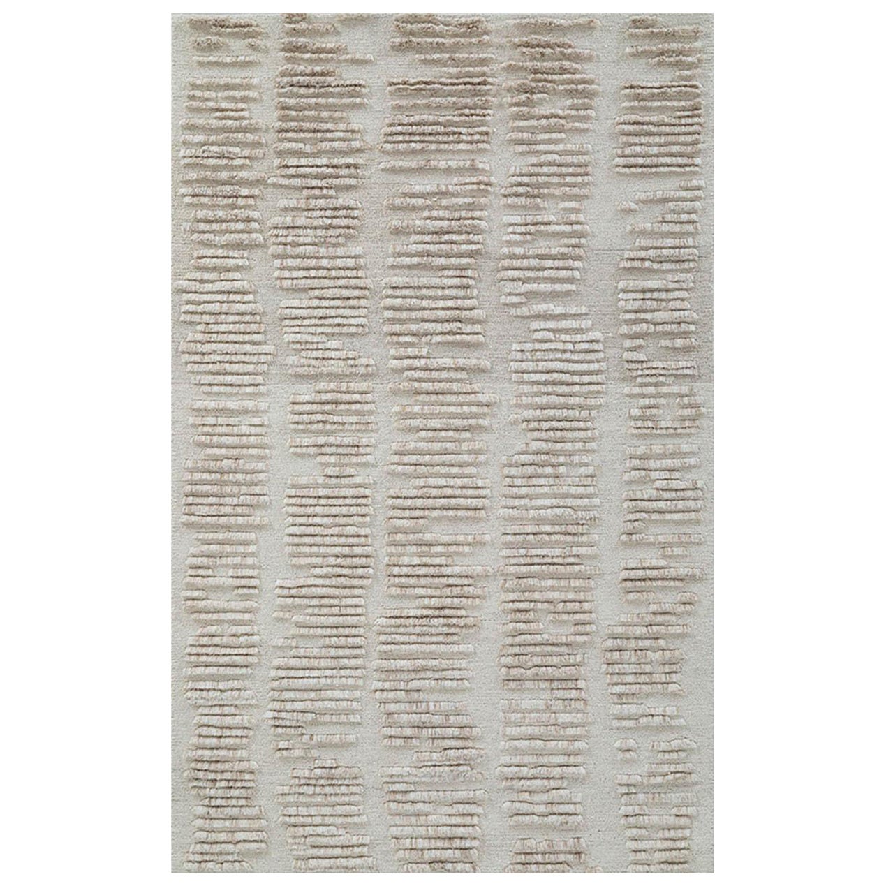 Elegance Contemporary : Tapis touffeté beige unique en son genre 5'x8'.